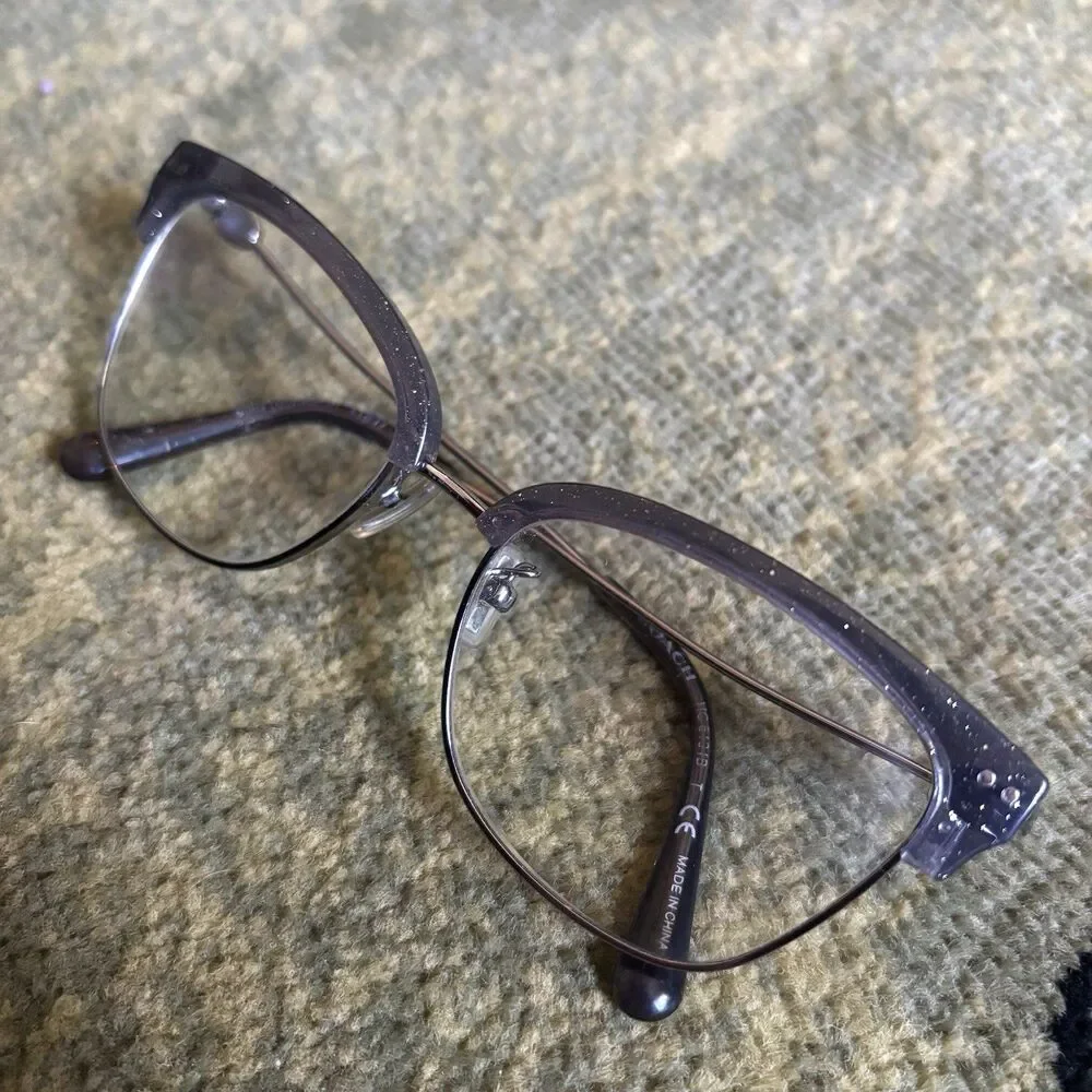 COACH 5104B T 9004 gunmetal sparkle logo cat eye eyeglasses frames Retro Whimsy